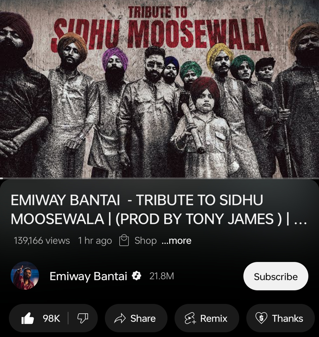 Emiway Bantai's Tribute To Sidhu Moosewala