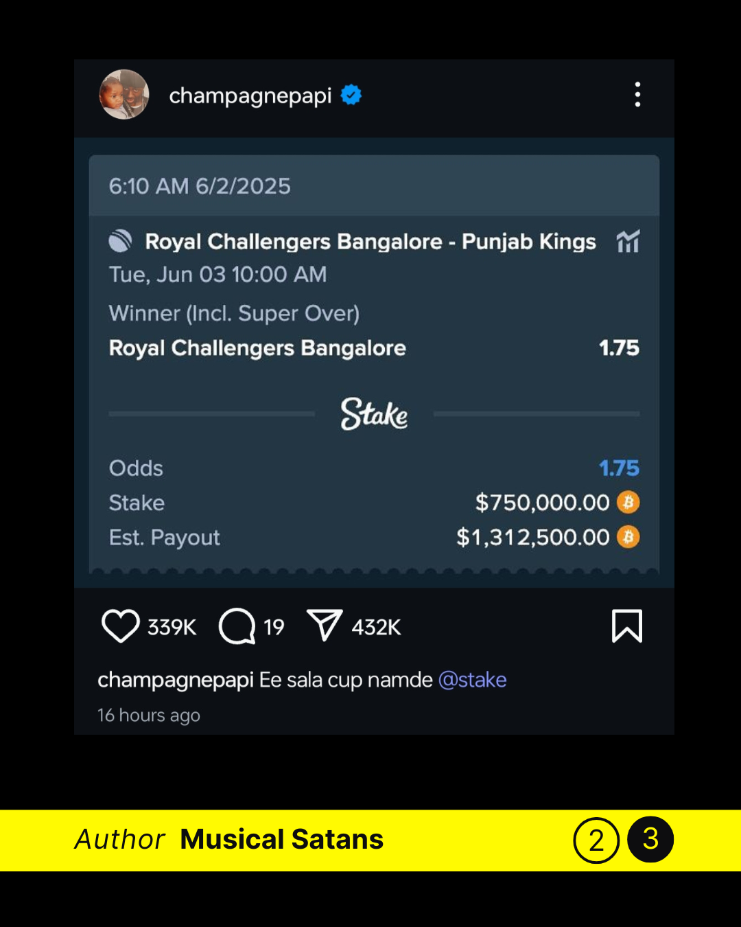 Drake Bet On RCB