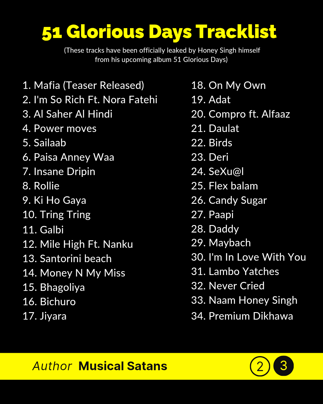 51 Glorious Days Tracklist 